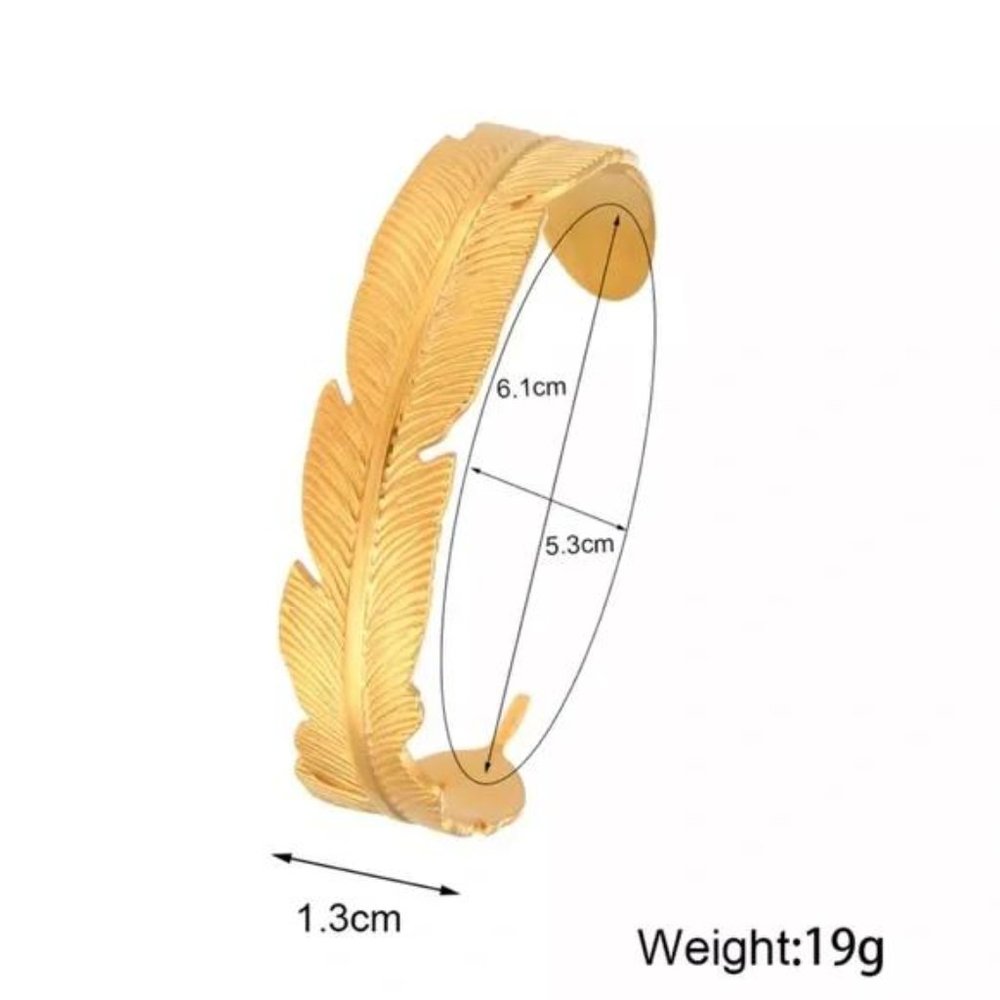 NEW 18K GOLD LEAF BANGLE CUFF BRACELET, NICE BRACELET, CUTE BRACELET - Picture 8 of 8